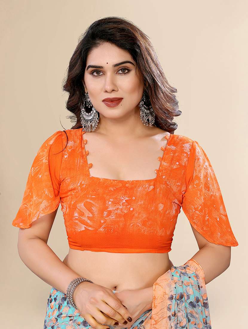 women printed casual wear saree with blouse - 22049419 -  Standard Image - 5