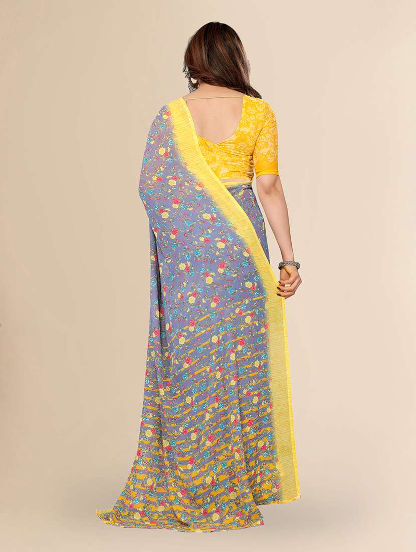 women printed casual wear saree with blouse - 22049422 -  Standard Image - 3
