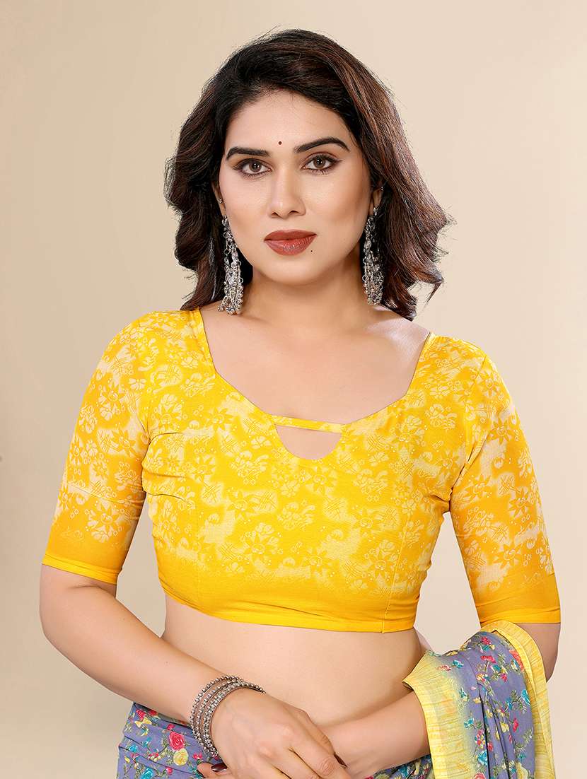 women printed casual wear saree with blouse - 22049422 -  Standard Image - 5