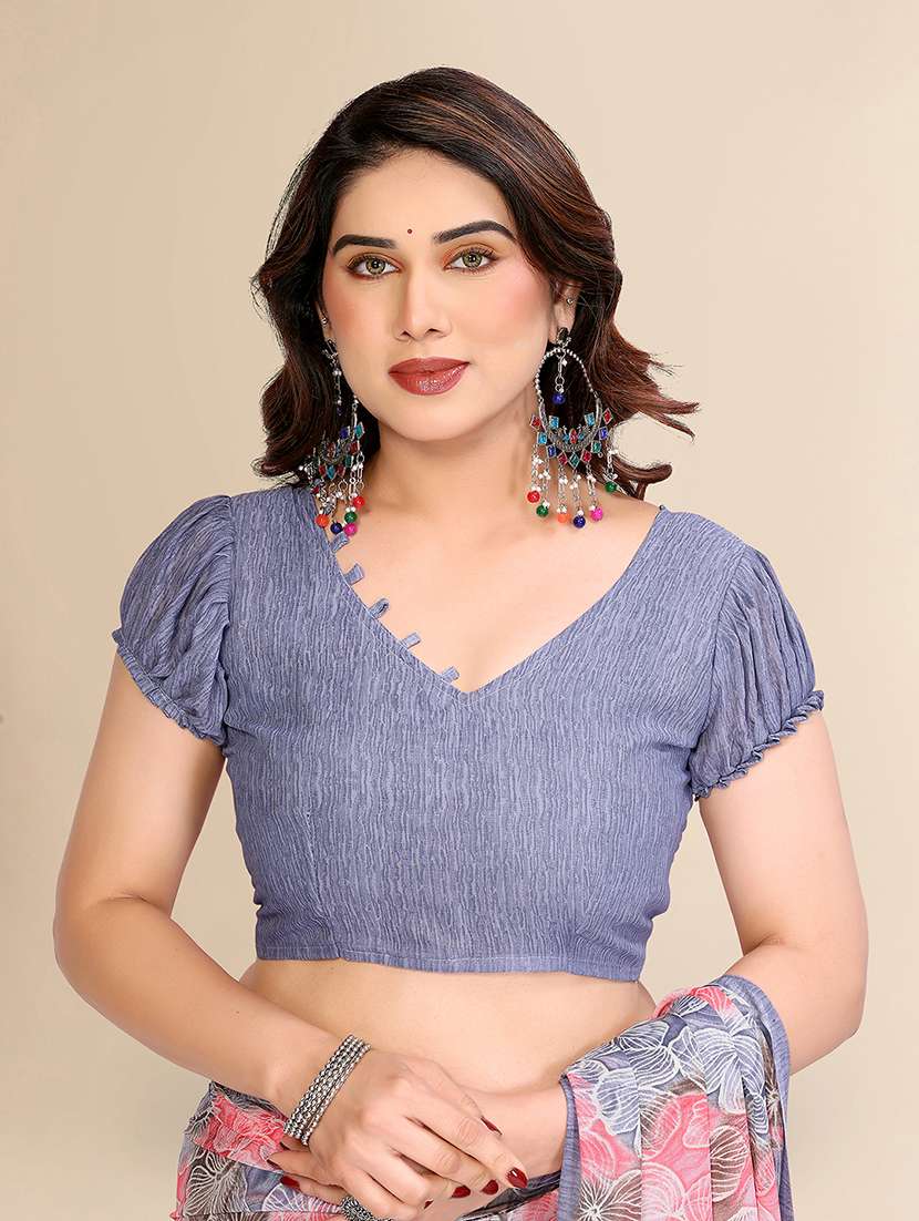 women printed casual wear saree with blouse - 22049429 -  Standard Image - 5