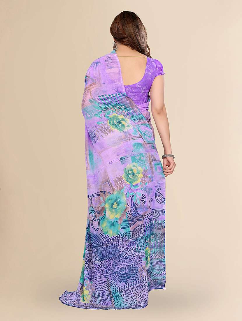 women printed casual wear saree with blouse - 22049432 -  Standard Image - 3