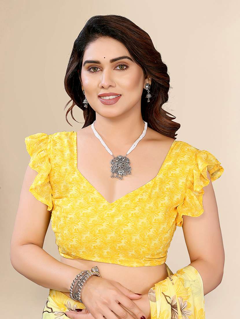 women printed casual wear saree with blouse - 22049439 -  Standard Image - 5