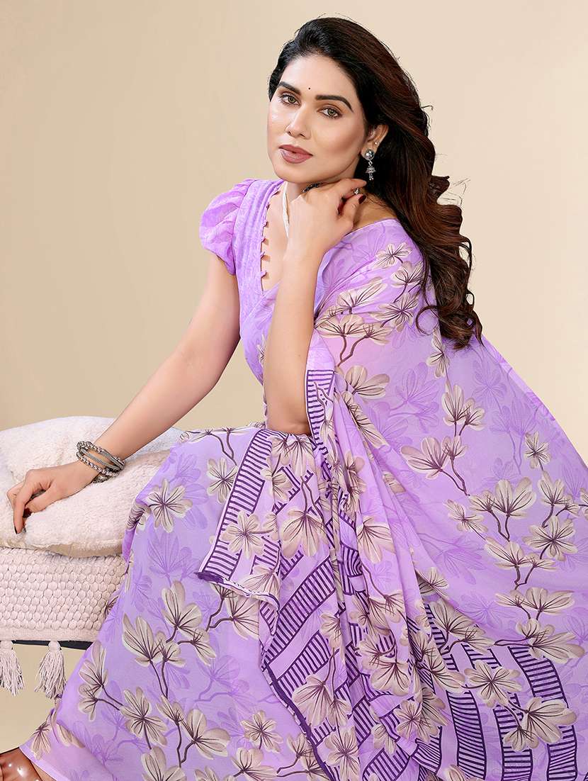 women printed casual wear saree with blouse - 22049440 -  Standard Image - 3