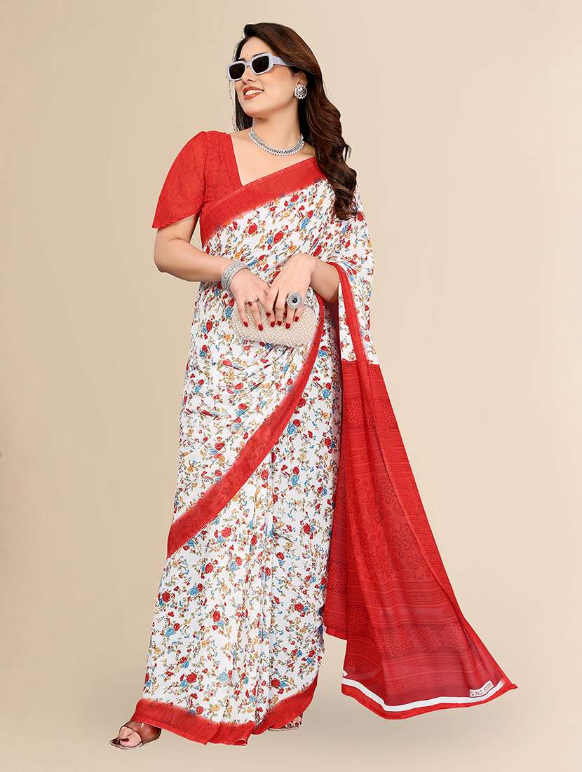 women printed casual wear saree with blouse - 22049443 -  Standard Image - 3