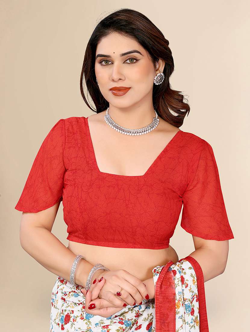 women printed casual wear saree with blouse - 22049443 -  Standard Image - 5