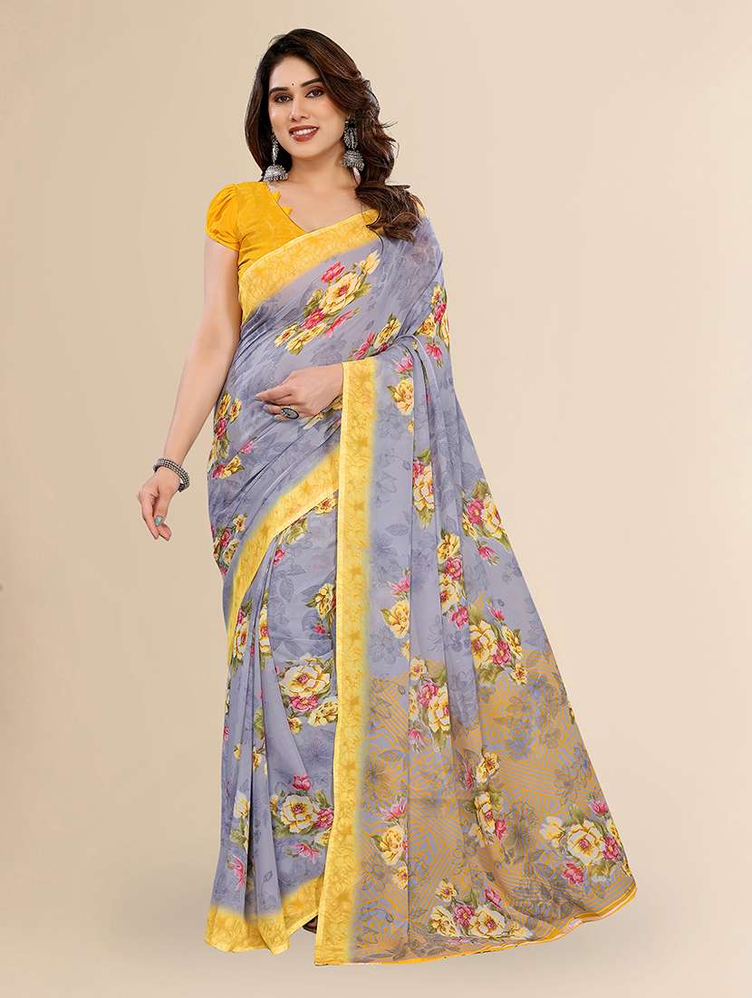 women printed casual wear saree with blouse