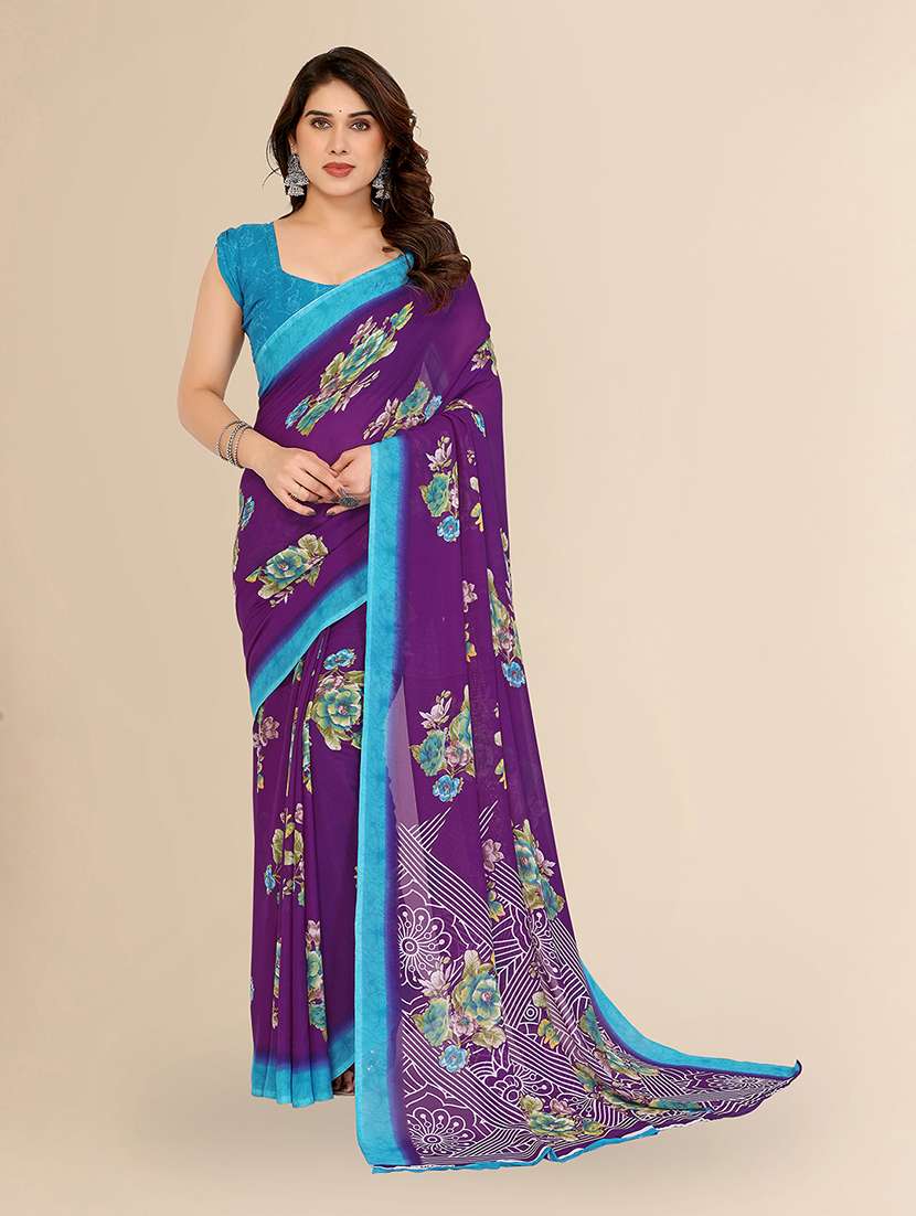 women printed casual wear saree with blouse