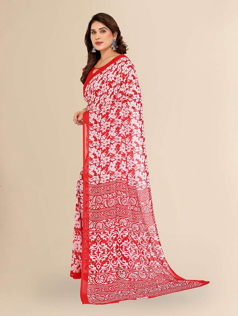 women printed casual wear saree with blouse - 22049455 -  Standard Image - 3