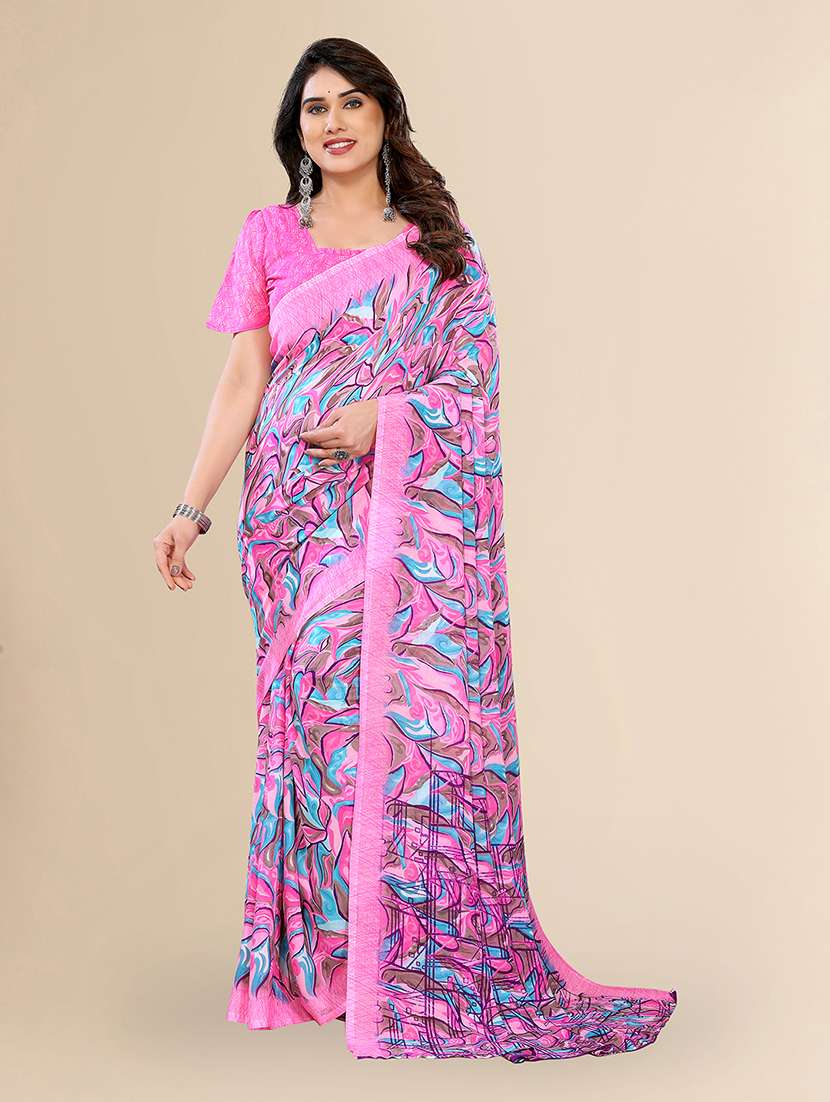 women printed casual wear saree with blouse