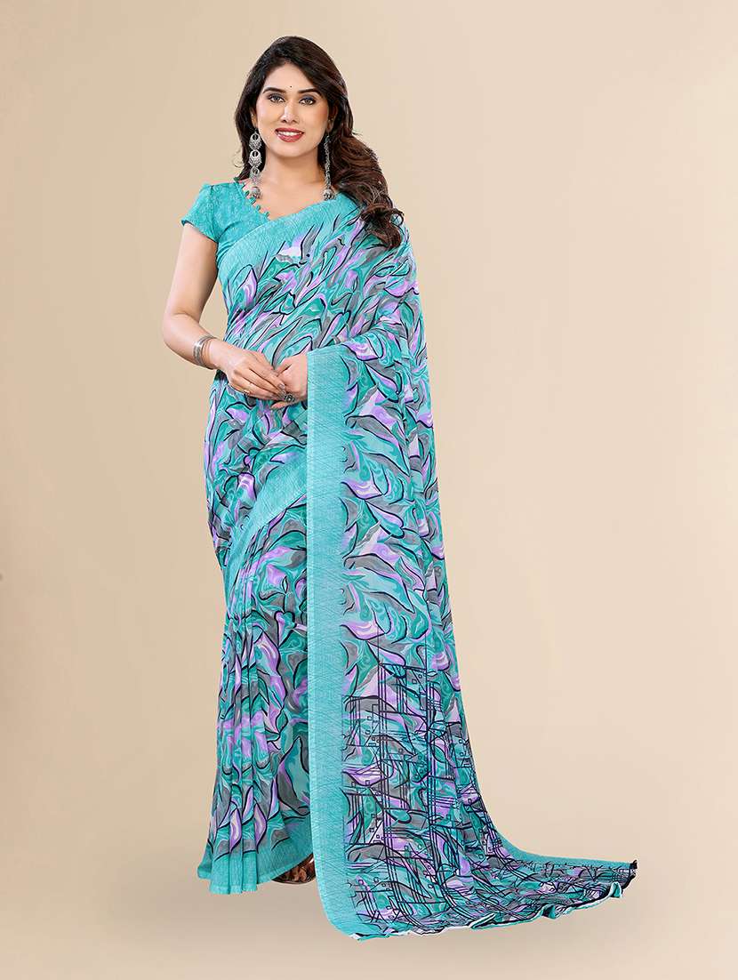 women printed casual wear saree with blouse
