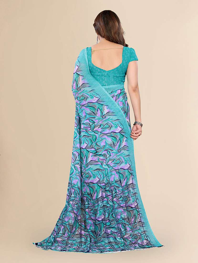 women printed casual wear saree with blouse - 22049466 -  Standard Image - 3