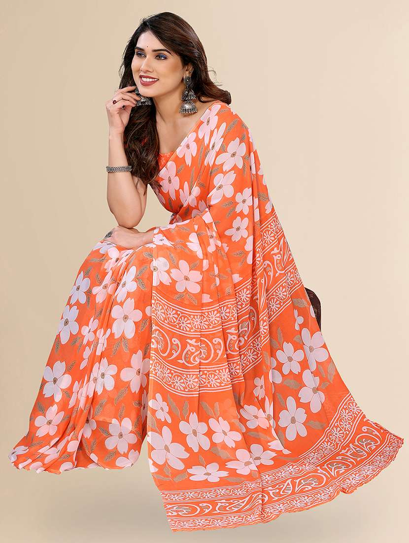 women printed casual wear saree with blouse - 22049467 -  Standard Image - 3