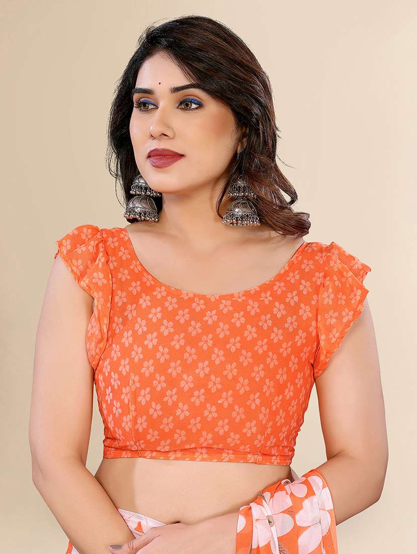 women printed casual wear saree with blouse - 22049467 -  Standard Image - 5