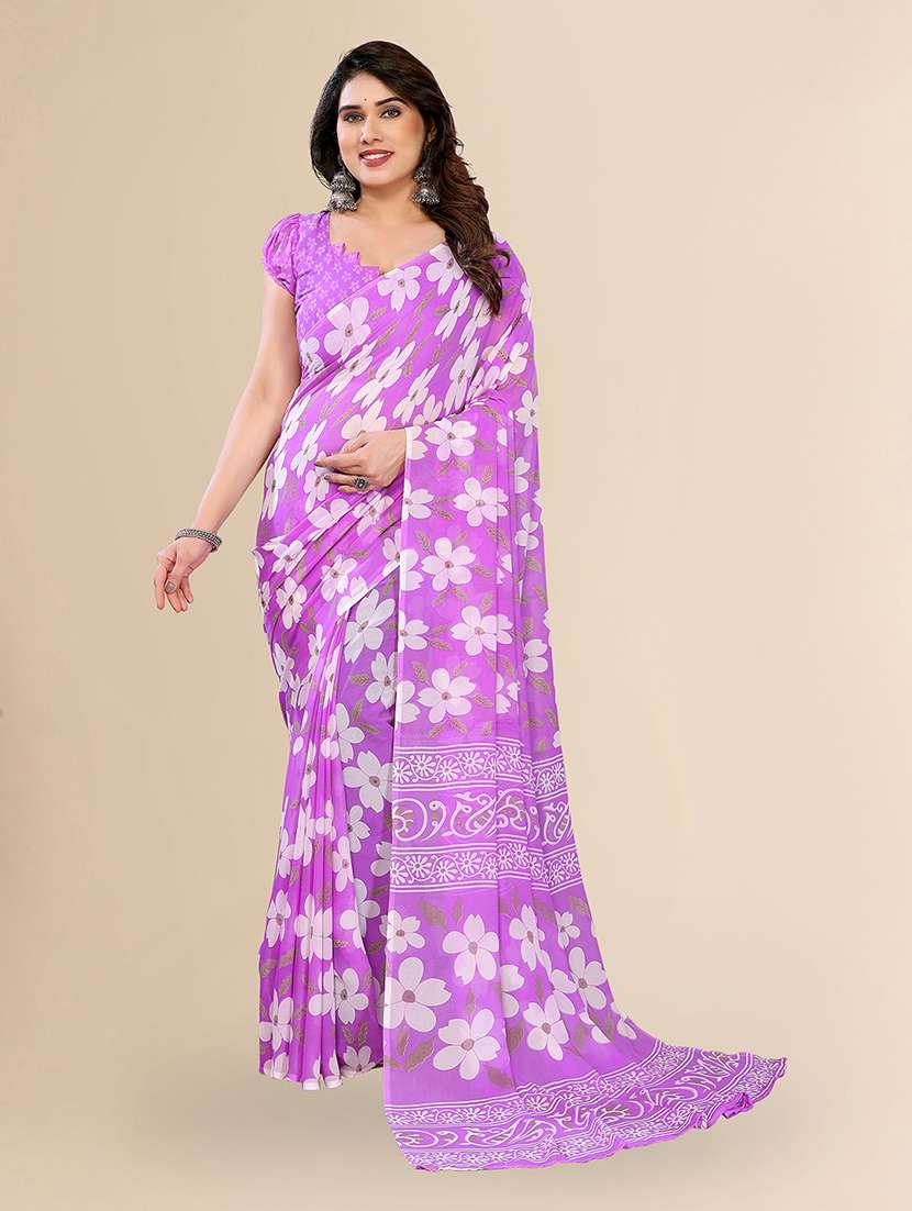 women printed casual wear saree with blouse