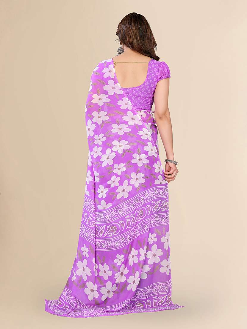 Women Printed Casual Wear Saree With Blouse - 22049470 -  Standard Image - 3
