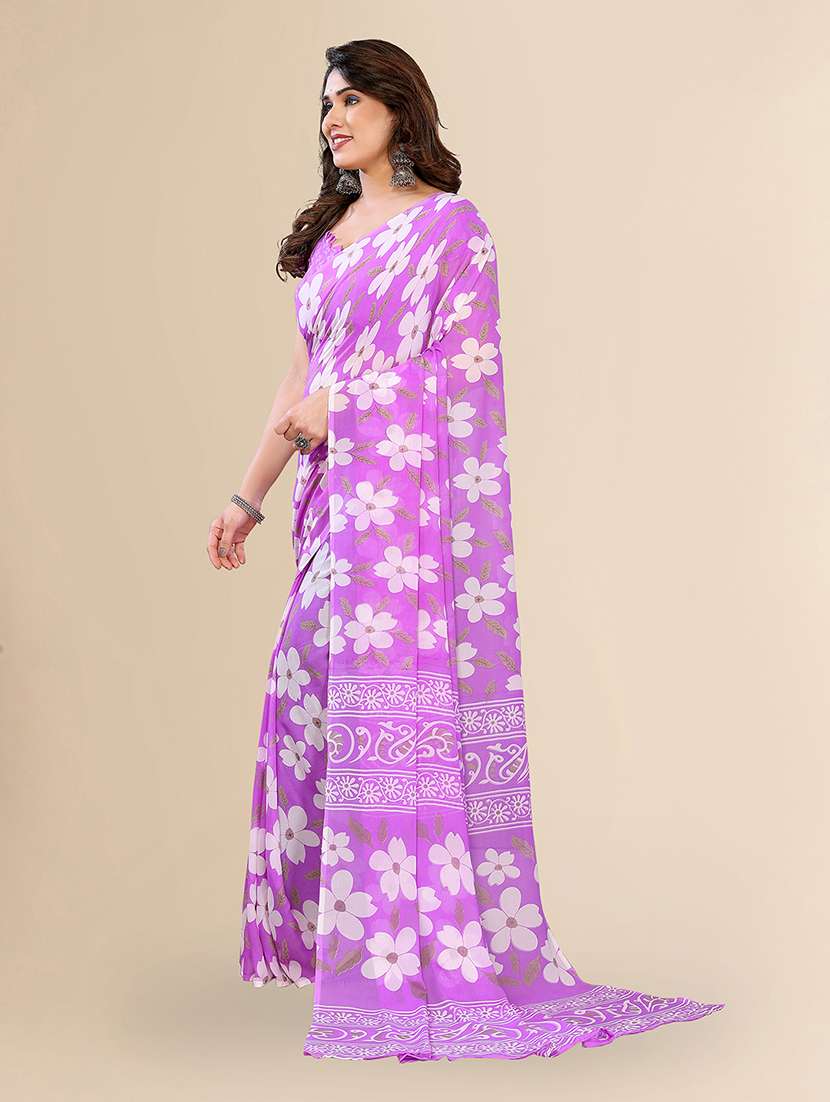 Women Printed Casual Wear Saree With Blouse - 22049470 -  Standard Image - 5