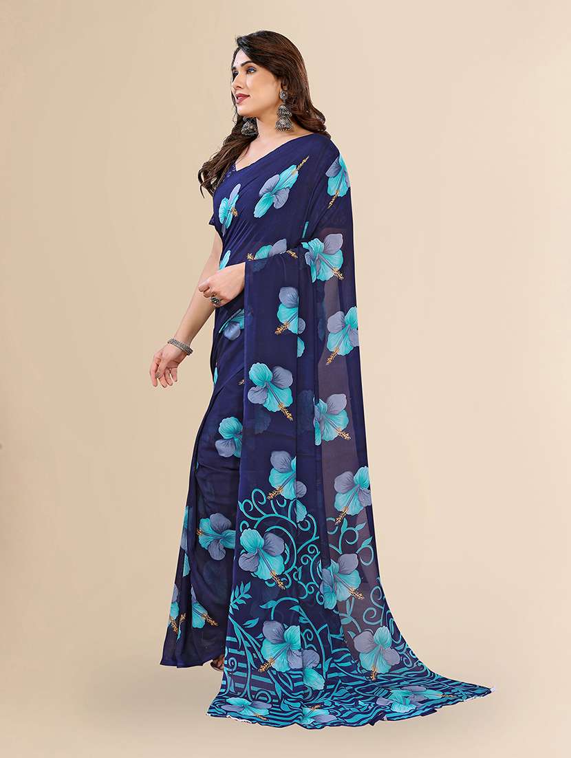 women printed casual wear saree with blouse - 22049475 -  Standard Image - 3