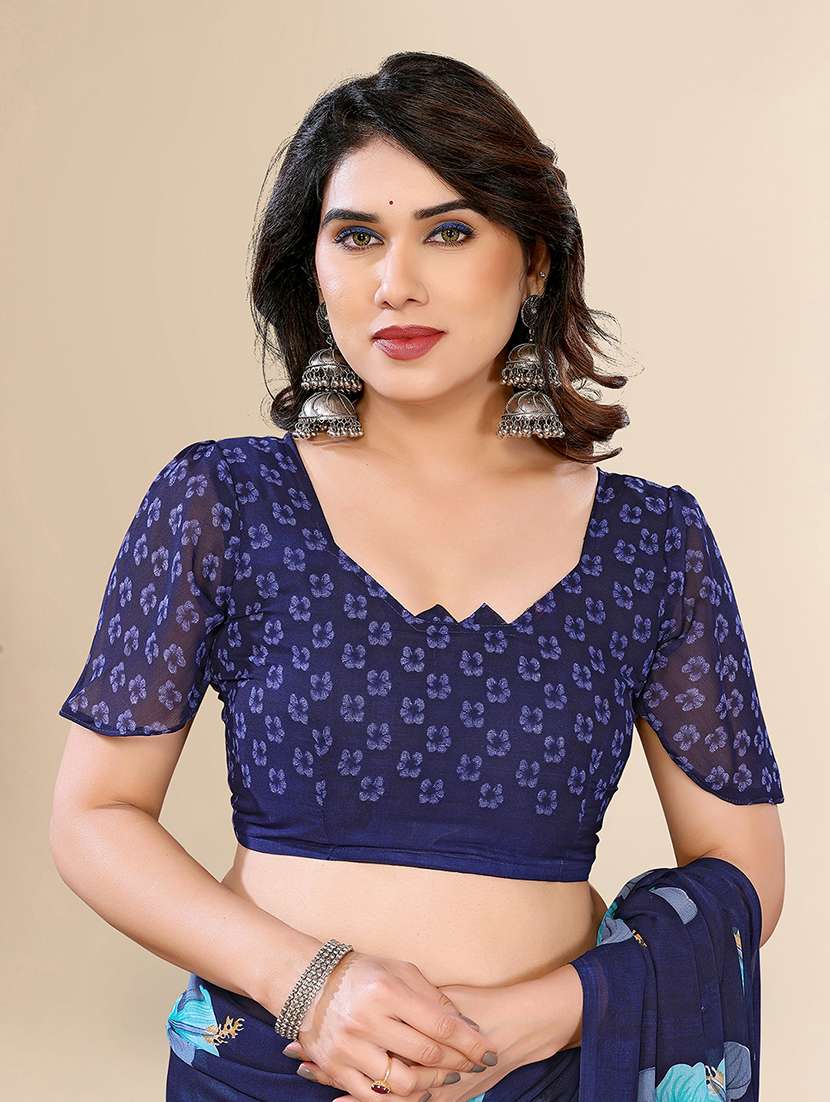 women printed casual wear saree with blouse - 22049475 -  Standard Image - 5