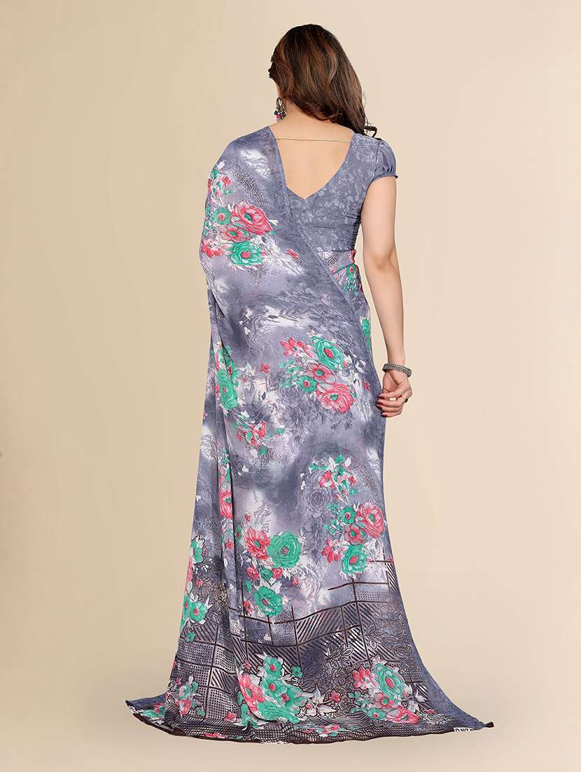 women printed casual wear saree with blouse - 22049479 -  Standard Image - 3