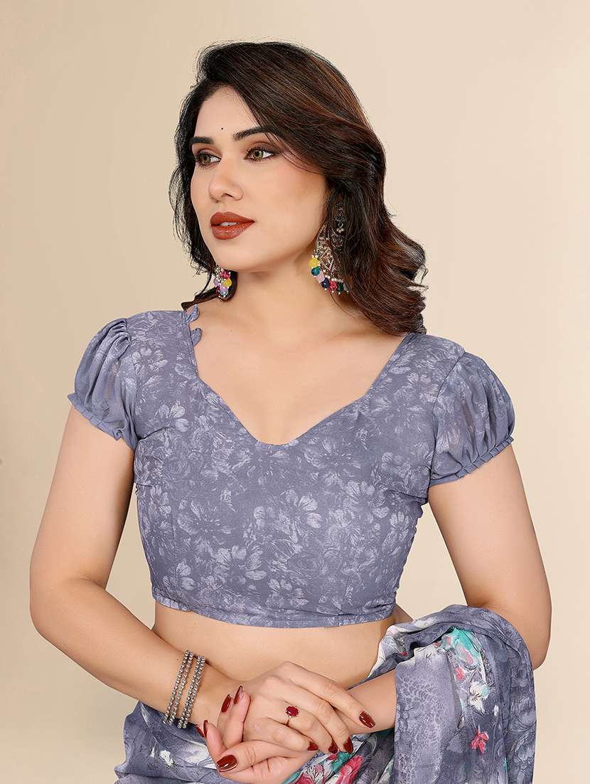 women printed casual wear saree with blouse - 22049479 -  Standard Image - 5