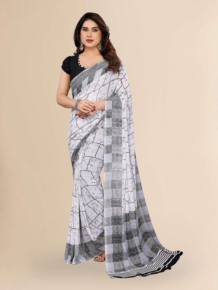 women printed casual wear saree with blouse