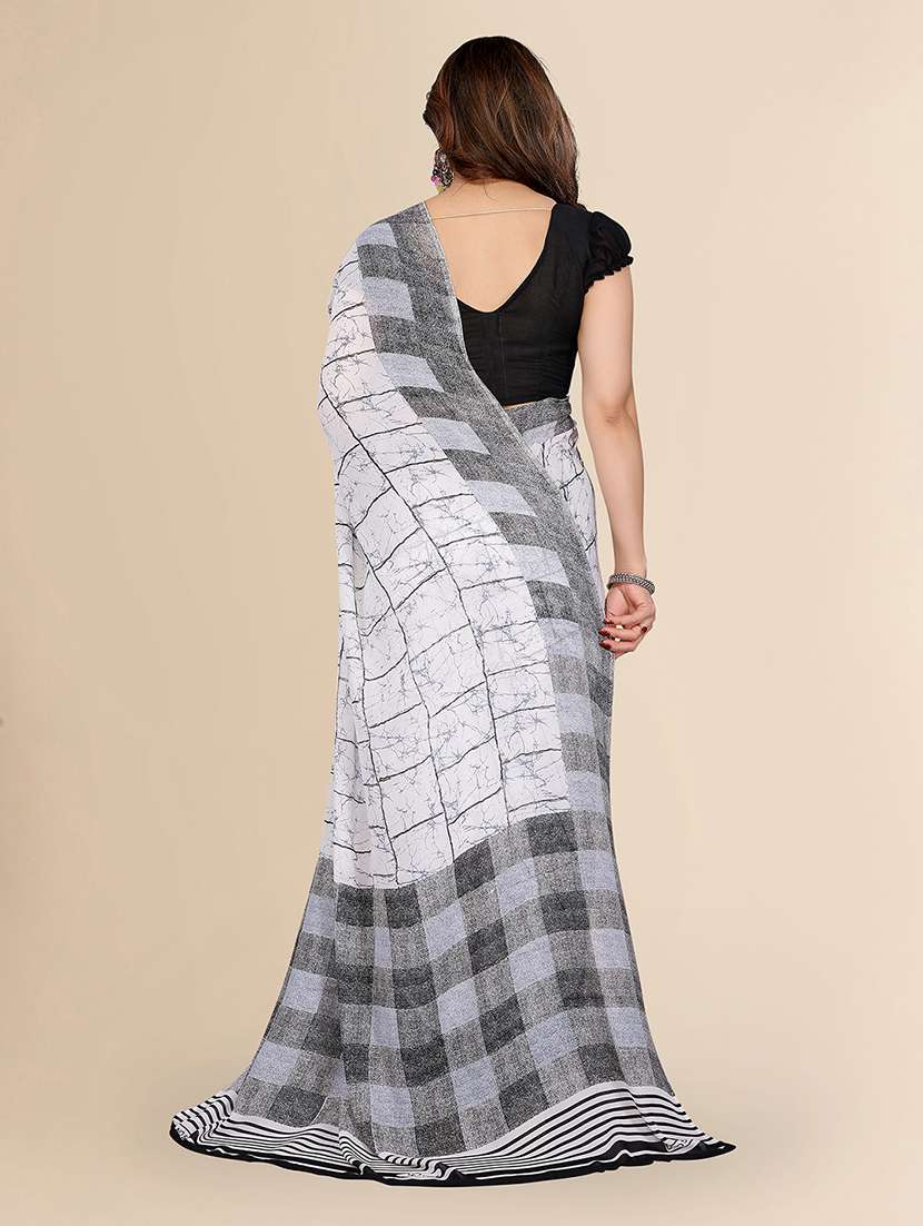 women printed casual wear saree with blouse - 22049486 -  Standard Image - 3