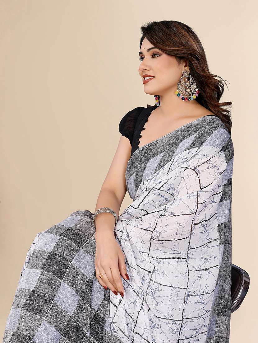 women printed casual wear saree with blouse - 22049486 -  Standard Image - 5