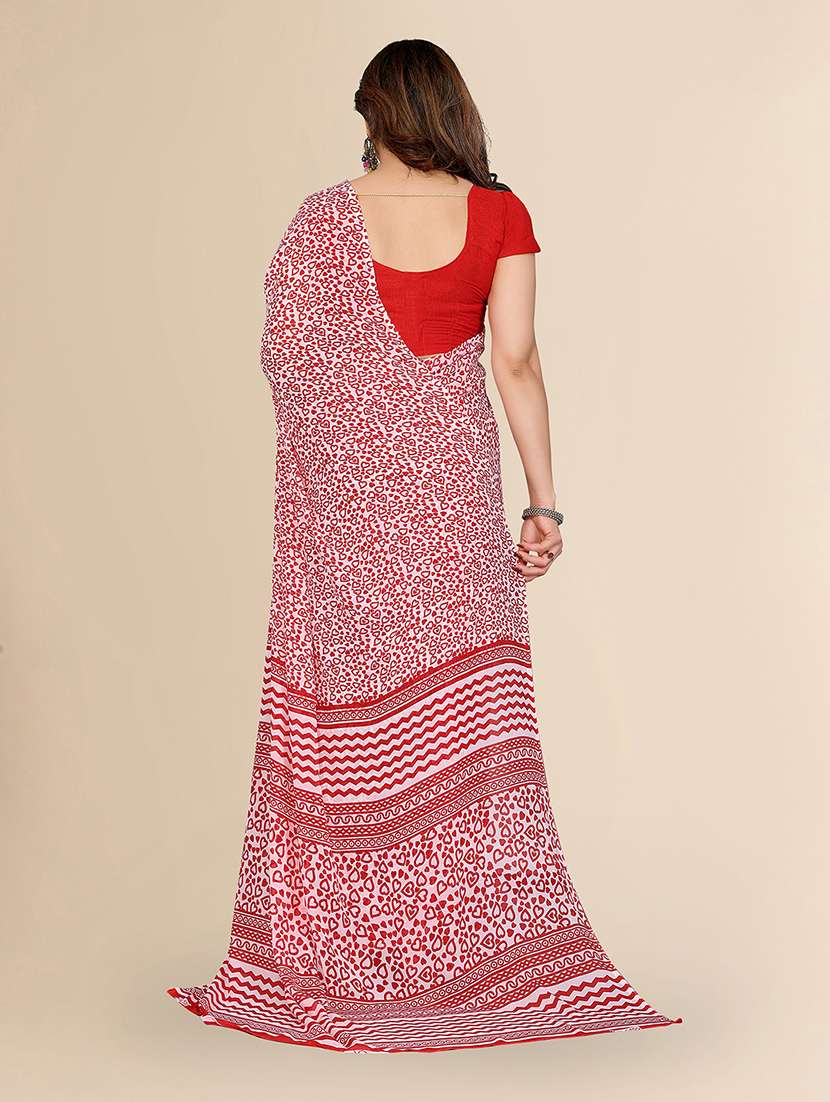 women printed casual wear saree with blouse - 22049491 -  Standard Image - 3