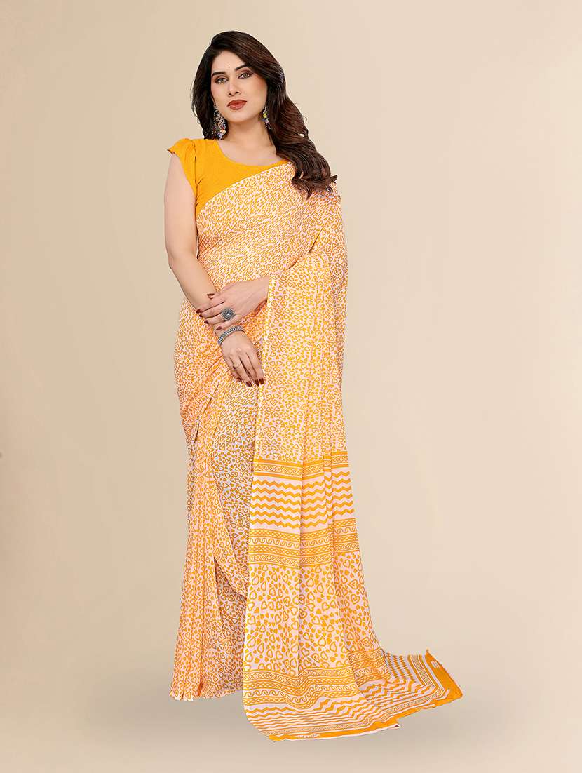 women printed casual wear saree with blouse