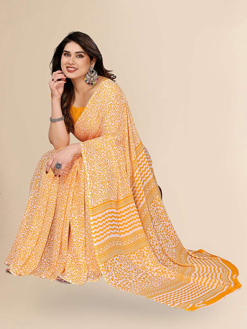 women printed casual wear saree with blouse - 22049492 -  Standard Image - 3