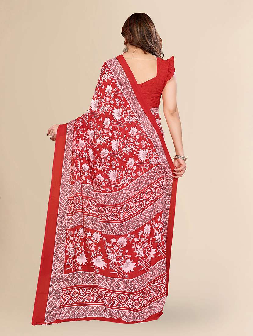 women printed casual wear saree with blouse - 22049495 -  Standard Image - 3