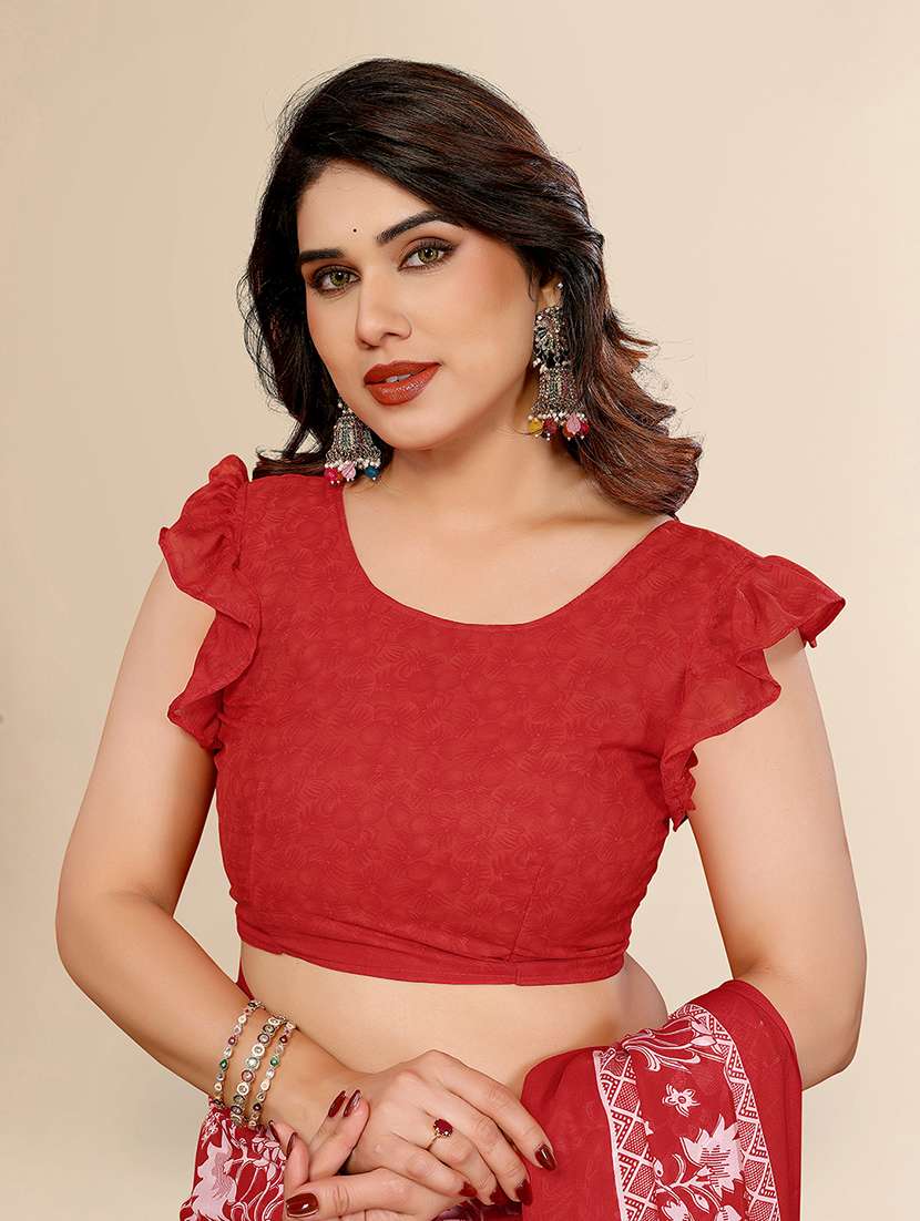 women printed casual wear saree with blouse - 22049495 -  Standard Image - 5