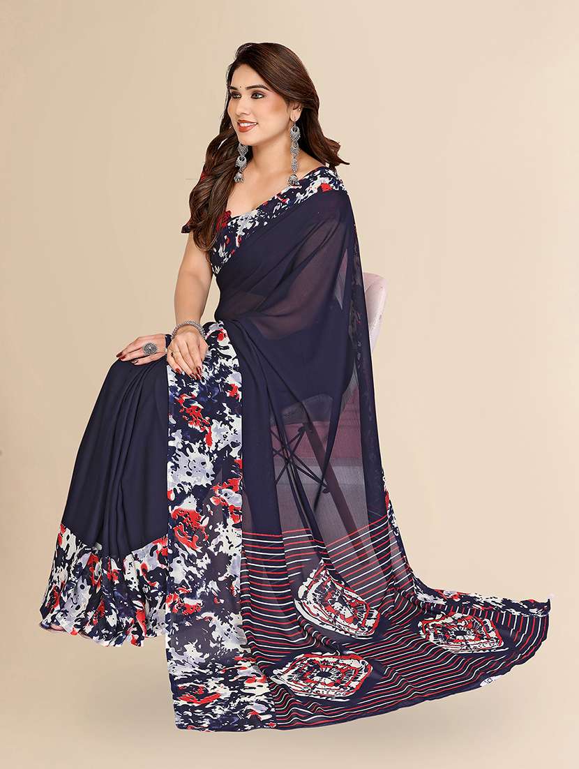 women printed casual wear saree with blouse - 22049499 -  Standard Image - 3