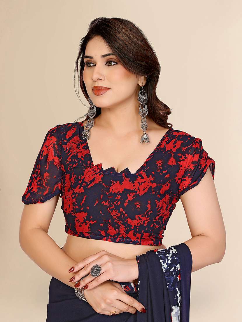 women printed casual wear saree with blouse - 22049499 -  Standard Image - 5