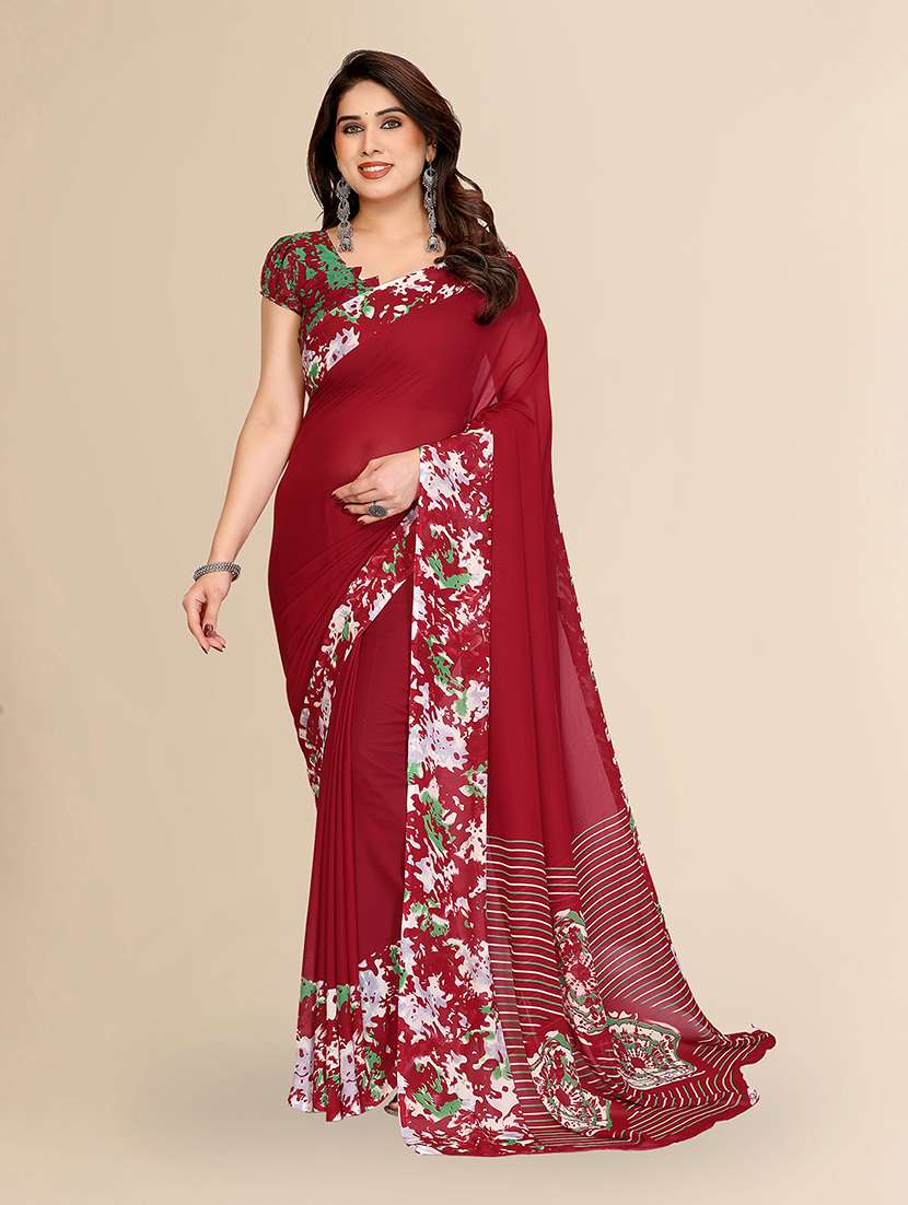 women printed casual wear saree with blouse