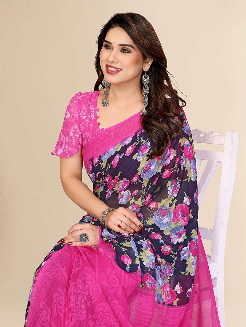 women printed casual wear saree with blouse - 22049503 - Standard Image - 3