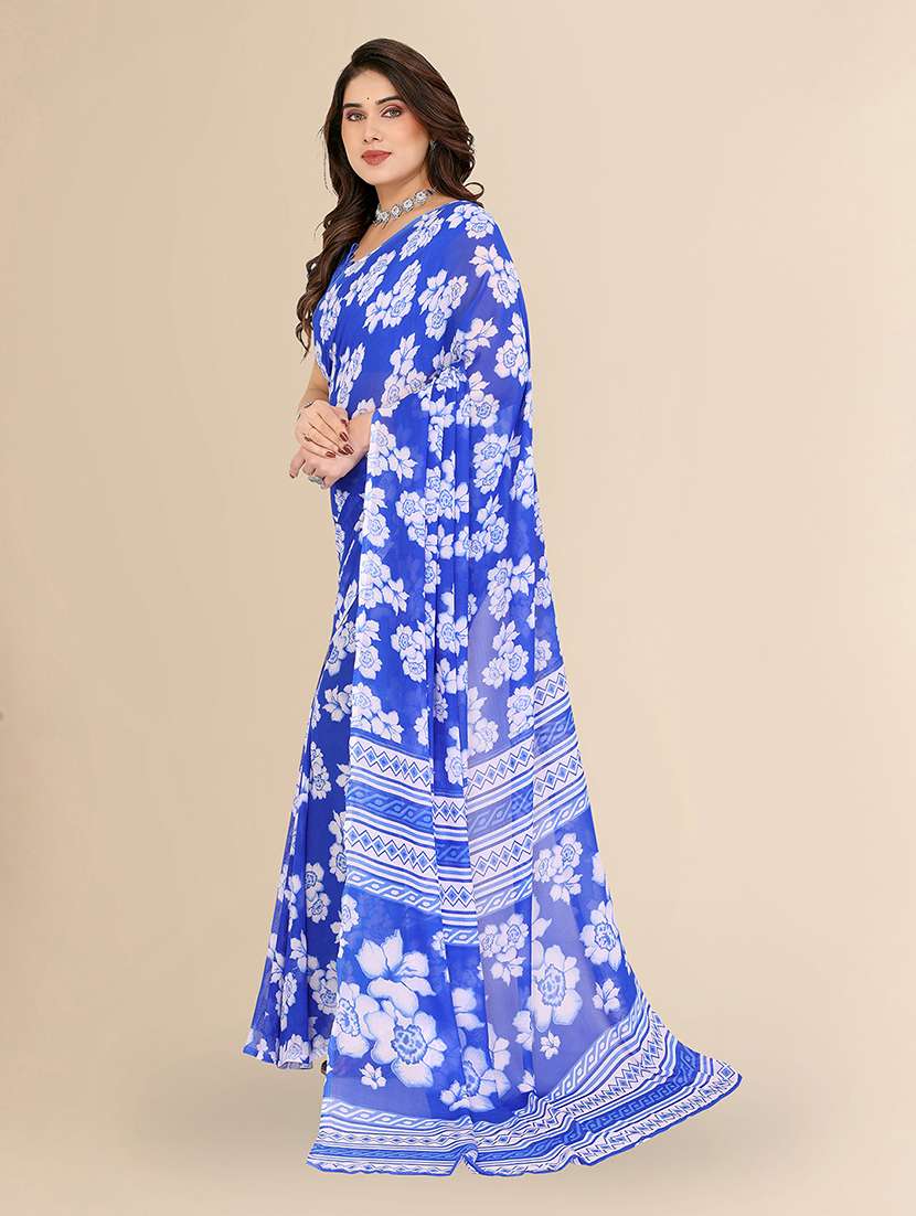 women printed casual wear saree with blouse - 22049507 -  Standard Image - 3