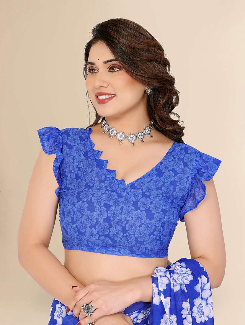 women printed casual wear saree with blouse - 22049507 -  Standard Image - 5