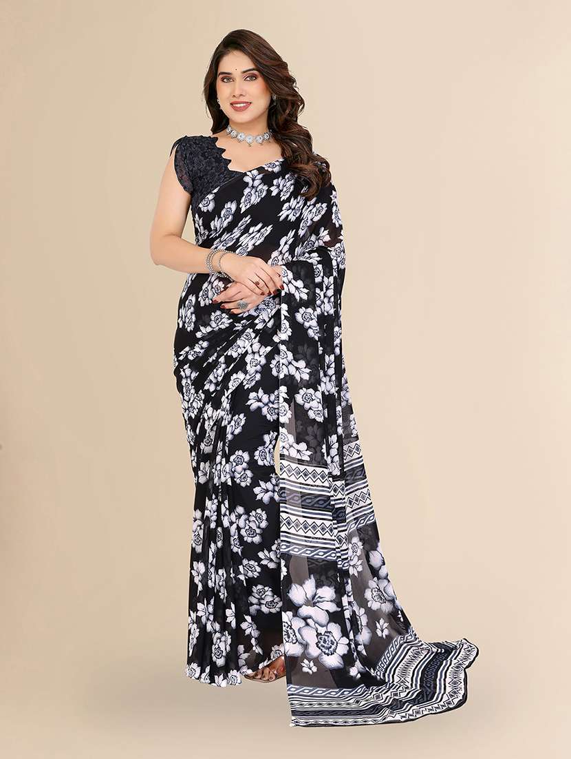 women printed casual wear saree with blouse