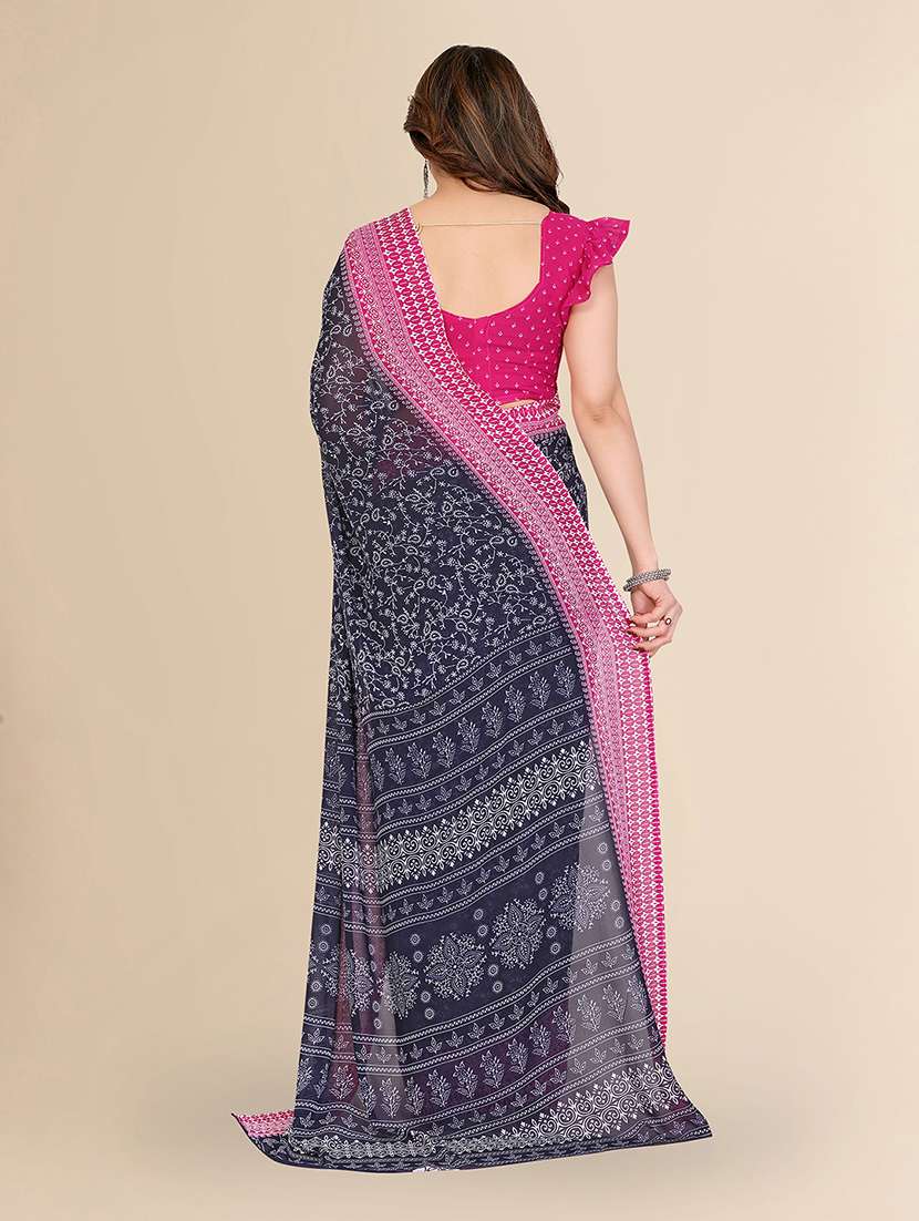 women printed casual wear saree with blouse - 22049515 -  Standard Image - 5