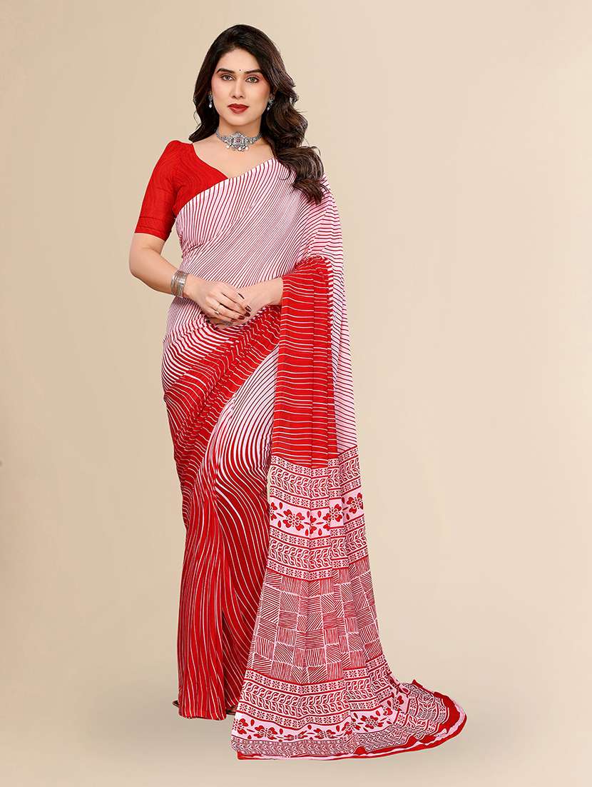 women printed casual wear saree with blouse