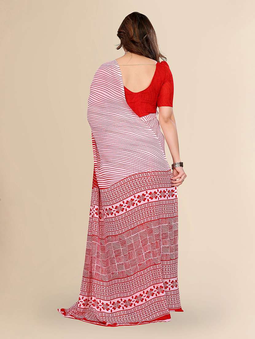 women printed casual wear saree with blouse - 22049519 -  Standard Image - 3