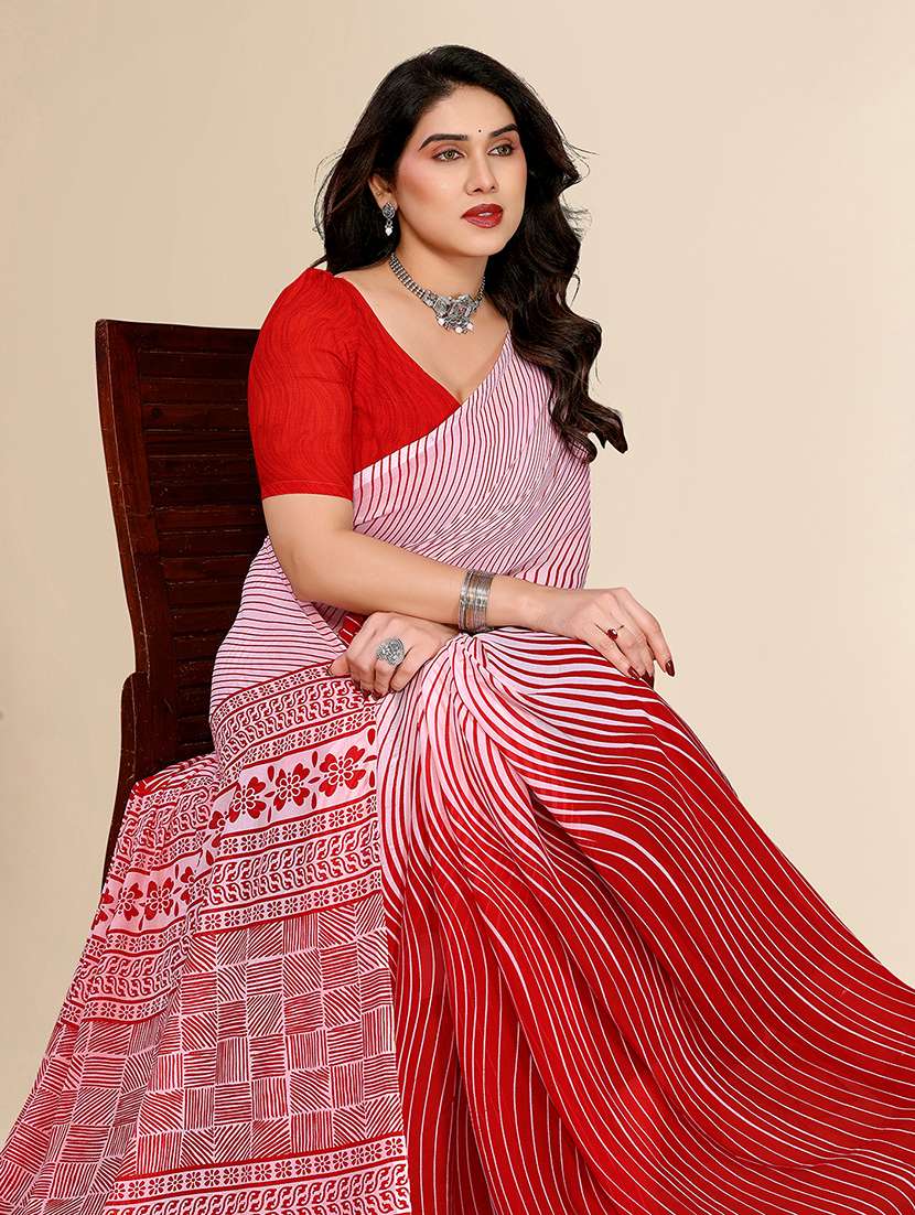 women printed casual wear saree with blouse - 22049519 -  Standard Image - 5