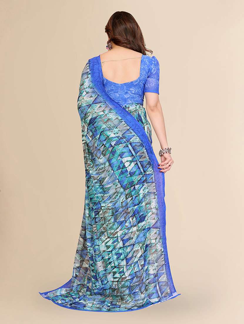 women printed casual wear saree with blouse - 22049523 -  Standard Image - 3