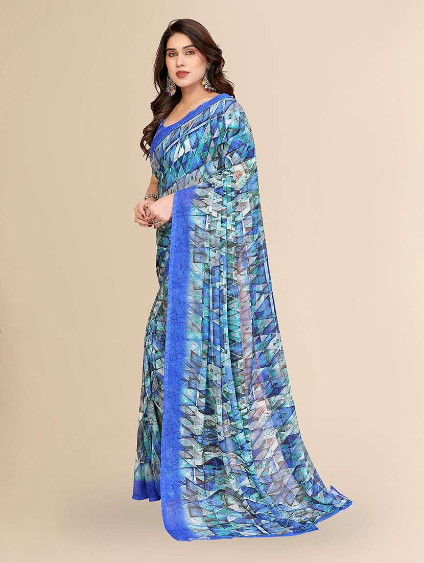women printed casual wear saree with blouse - 22049523 -  Standard Image - 5