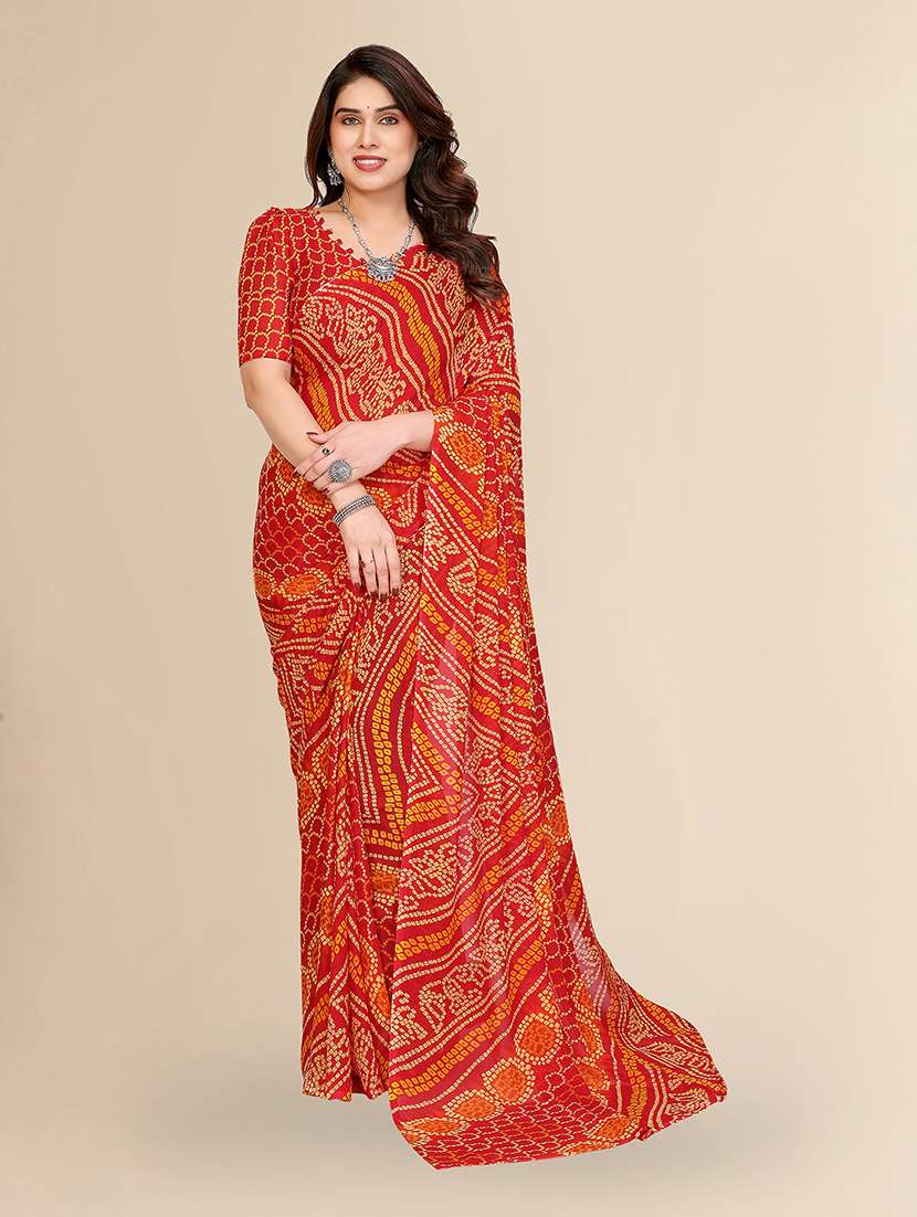 women printed casual wear saree with blouse