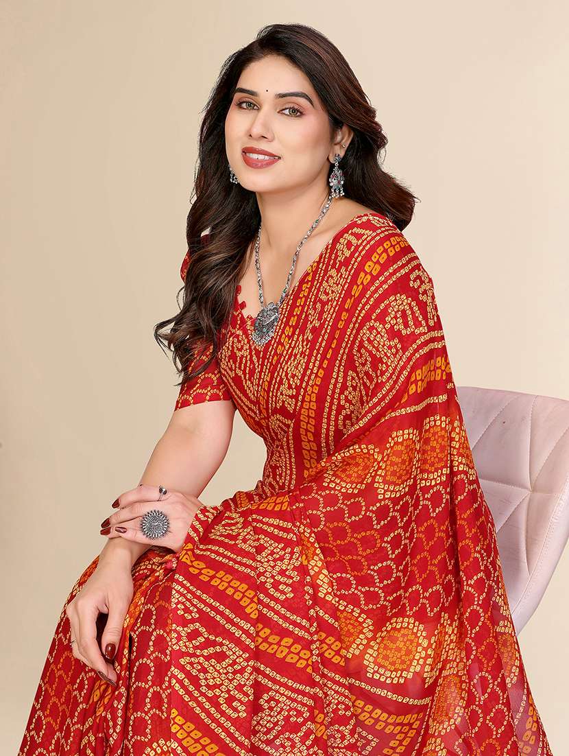 women printed casual wear saree with blouse - 22049530 -  Standard Image - 5