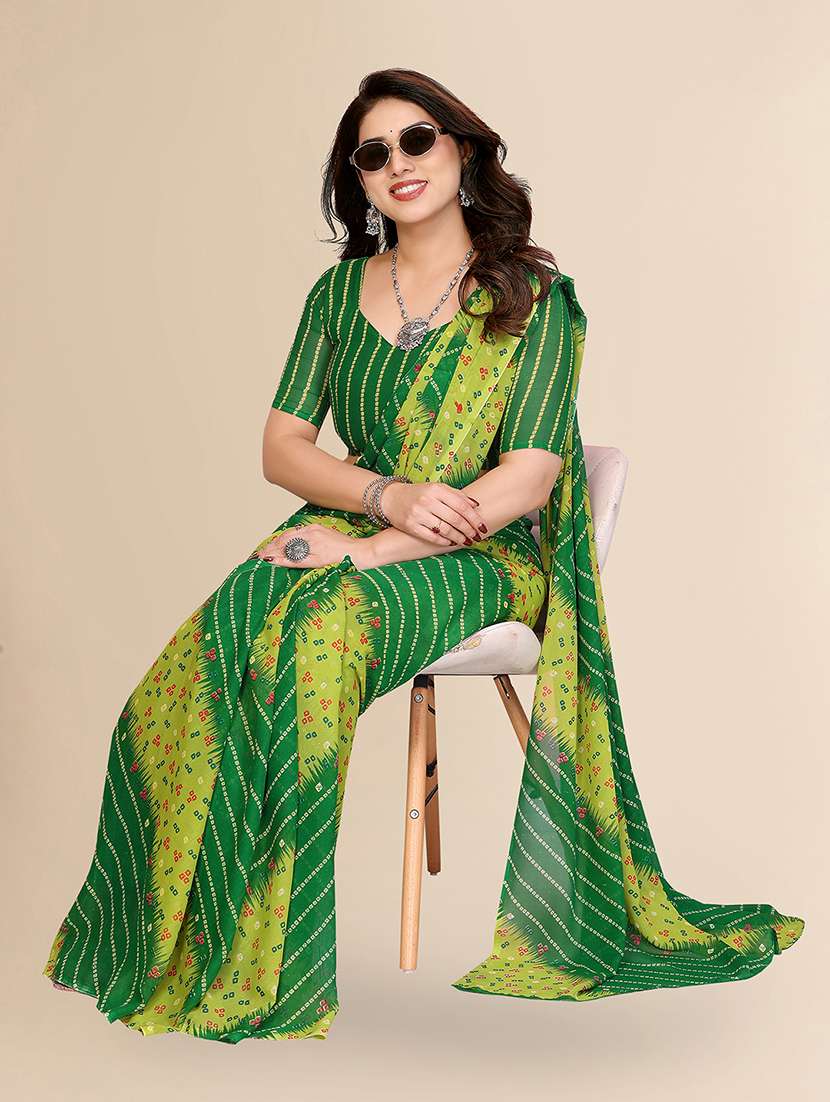 women printed casual wear saree with blouse - 22049533 -  Standard Image - 3