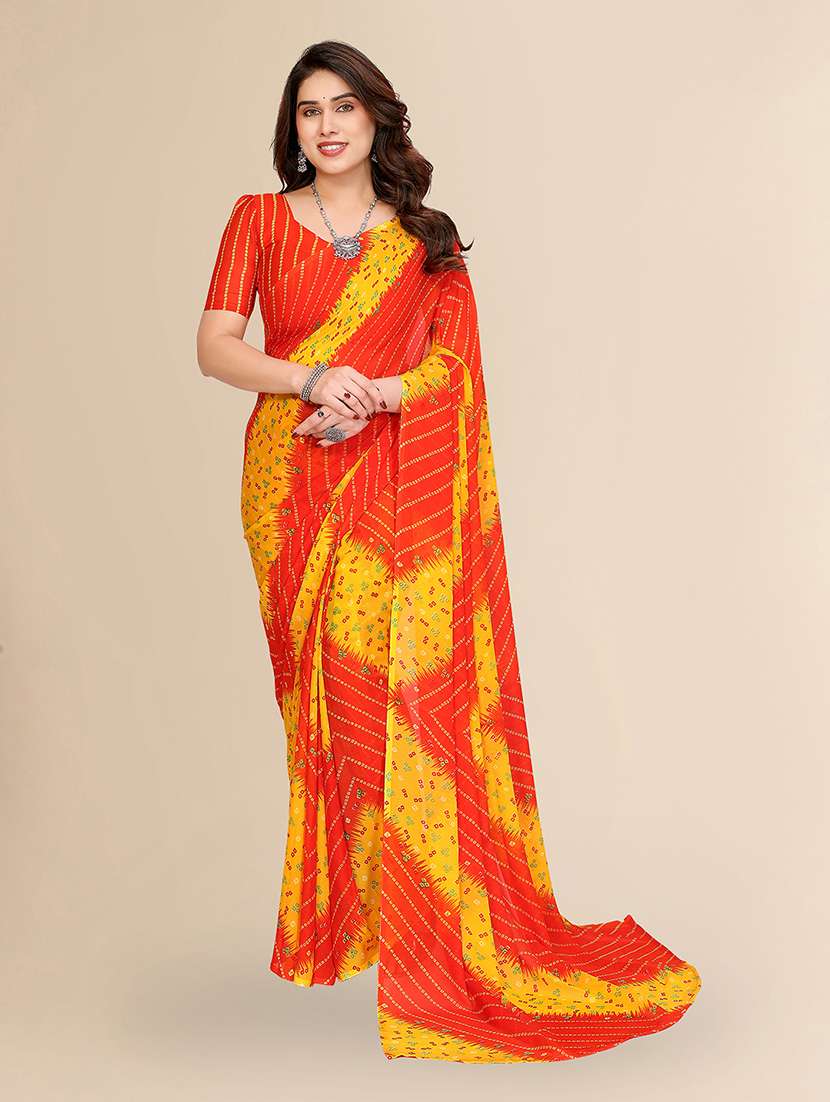 women printed casual wear saree with blouse