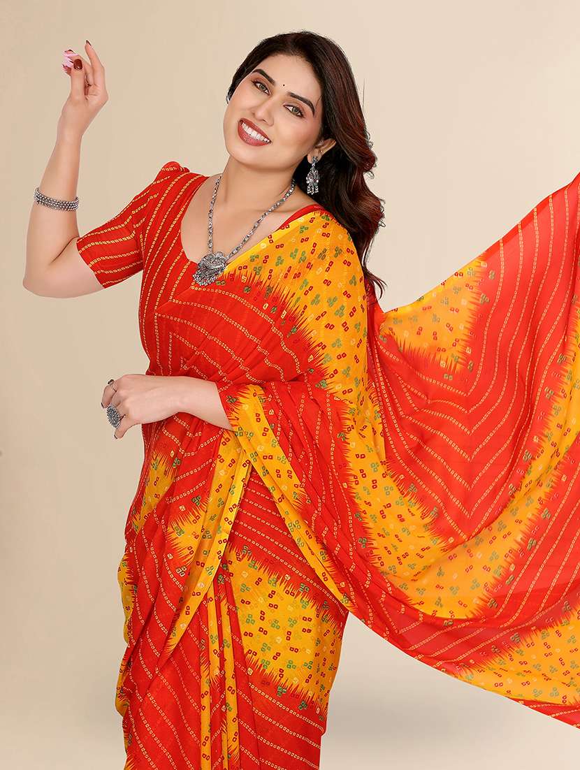 women printed casual wear saree with blouse - 22049534 -  Standard Image - 3